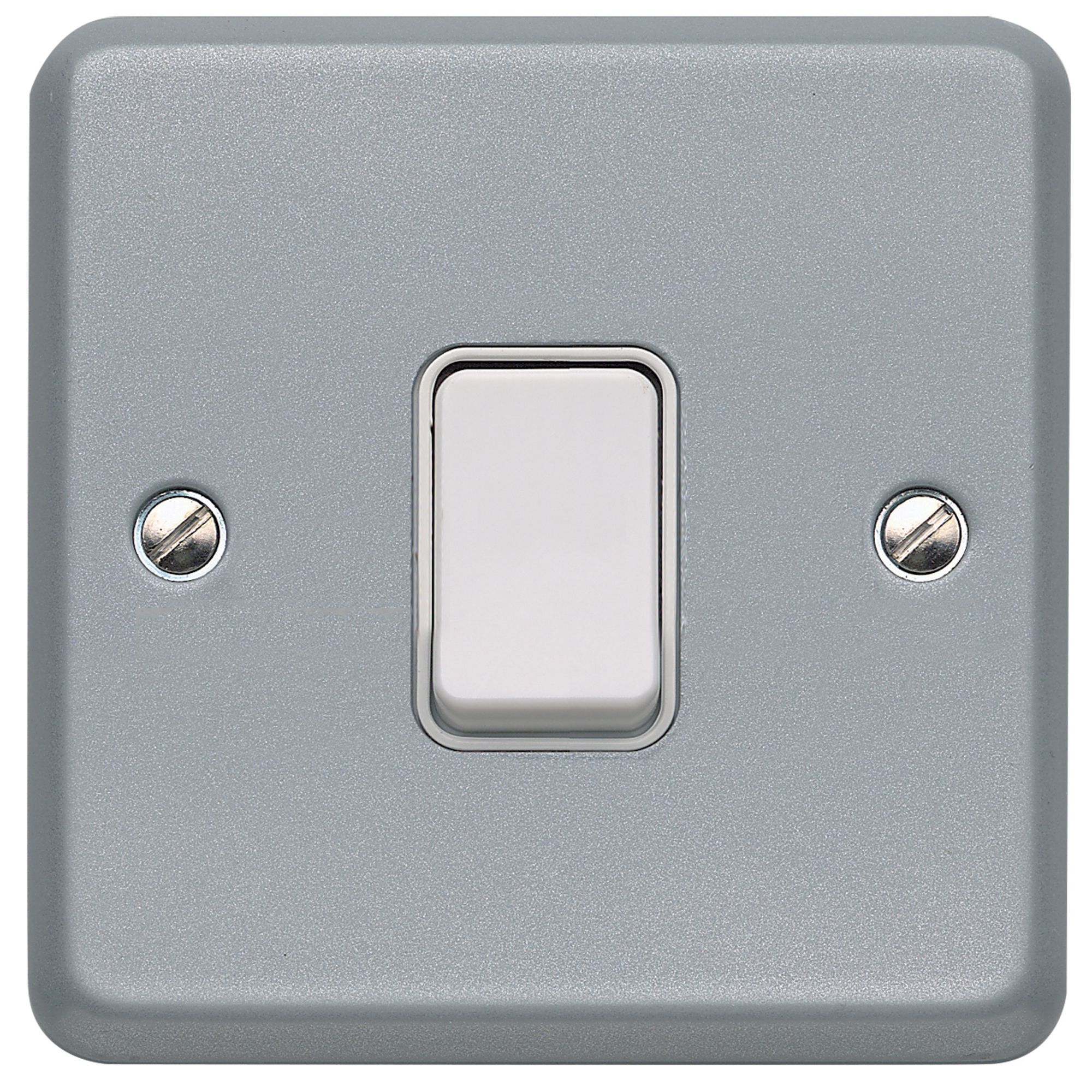 MK 10A Grey Single 2 way Metal-clad switch with White inserts