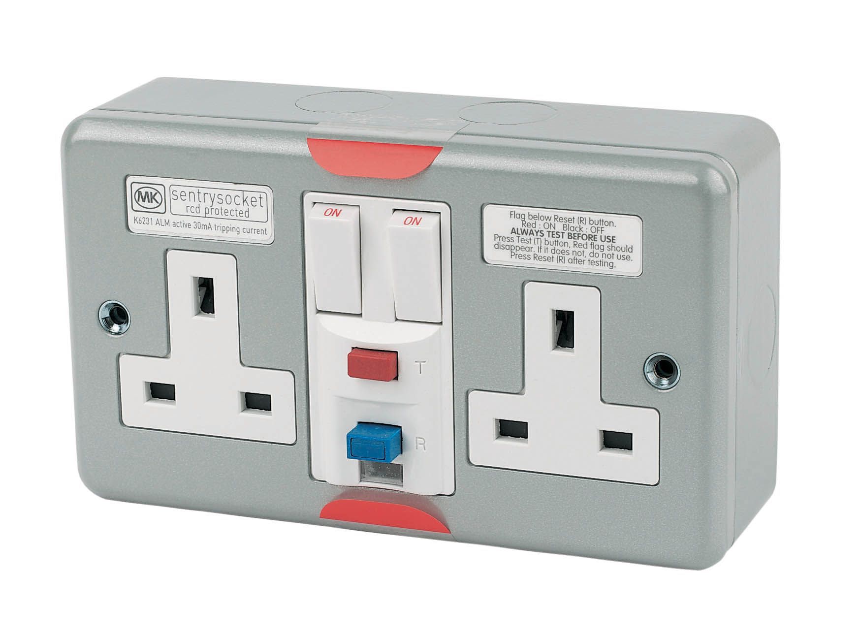 MK 13A 2 gang Grey Switched RCD socket