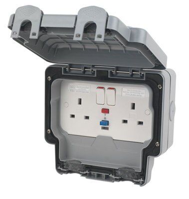 MK 13A 2 gang Grey Switched RCD socket