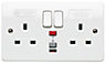 MK 13A White Double Switched Socket