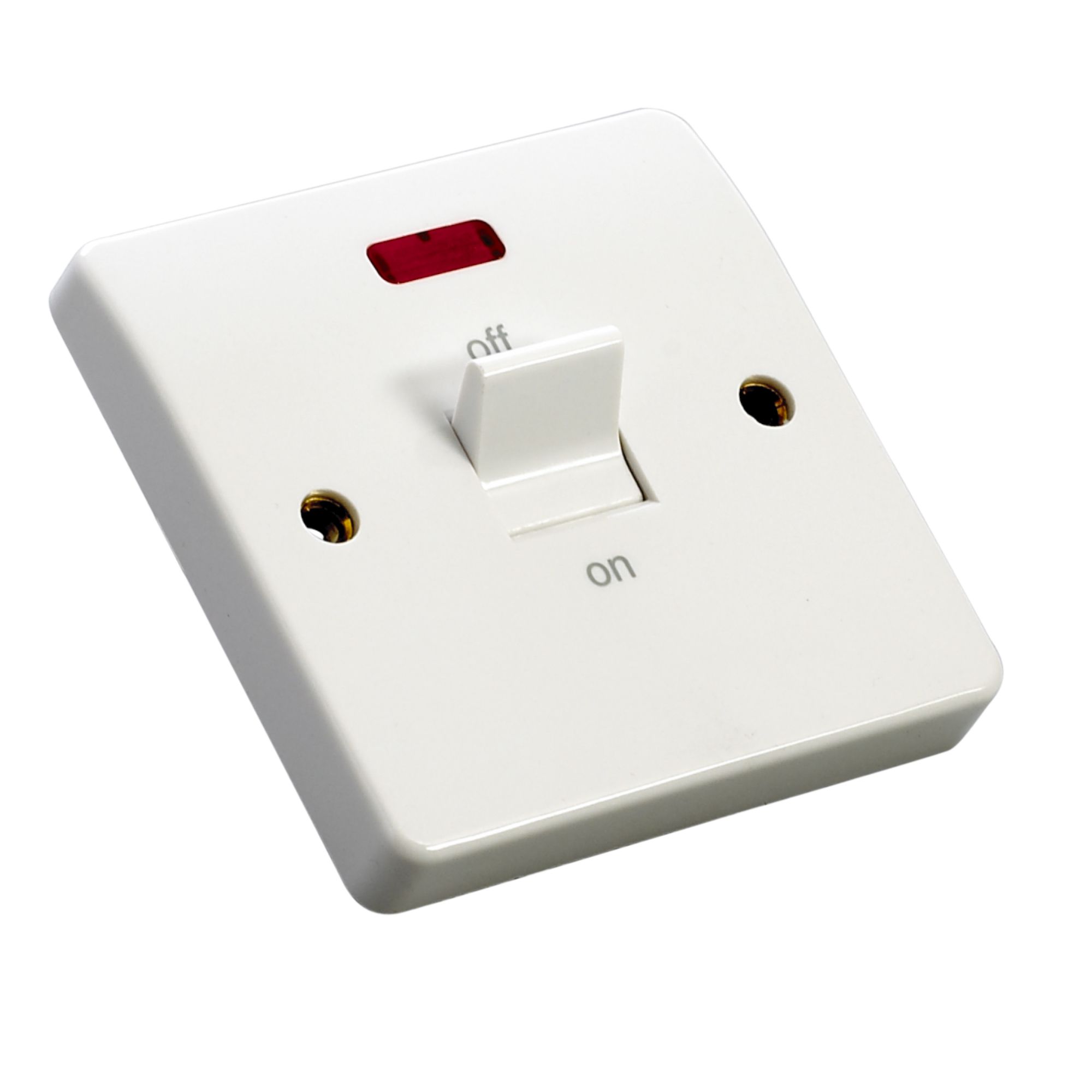 MK 32A Rocker Raised slim Control switch Gloss White Neon indicator