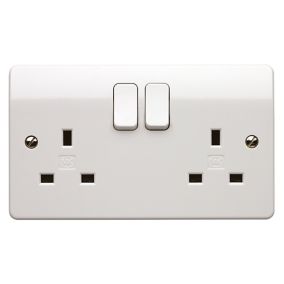 MK Double 13A 240V Gloss White Inboard Socket with 2 poles