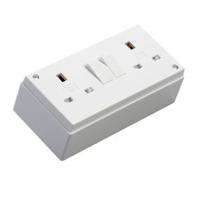 MK Double 13A 250V Gloss White Inboard Socket with 1 poles
