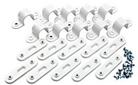 MK Polyvinyl chloride (PVC) 20mm White Spacer bar saddles, Pack of 10