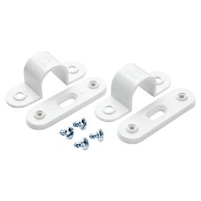 MK Polyvinyl chloride (PVC) 20mm White Spacer bar saddles, Pack of 2