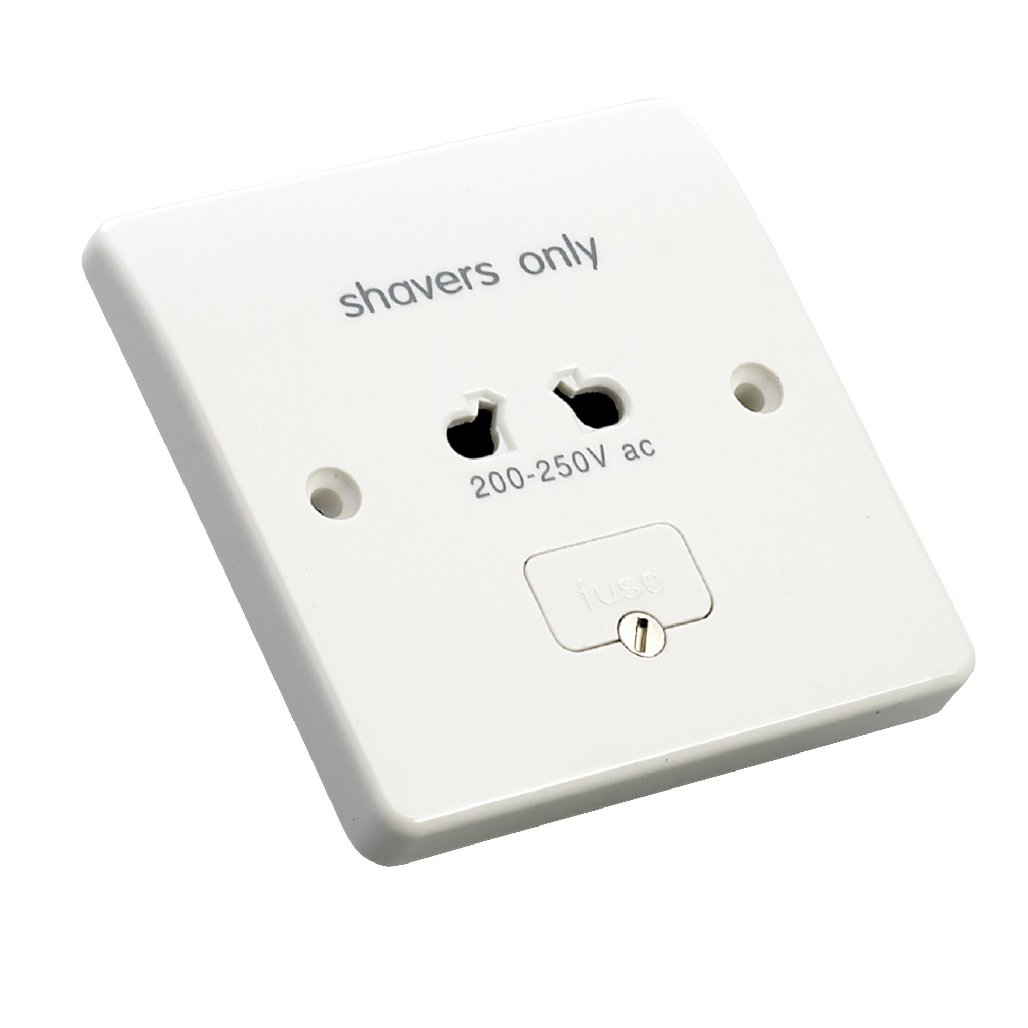 MK Raised Screwed White Dual Shaver socket DIY at B&Q