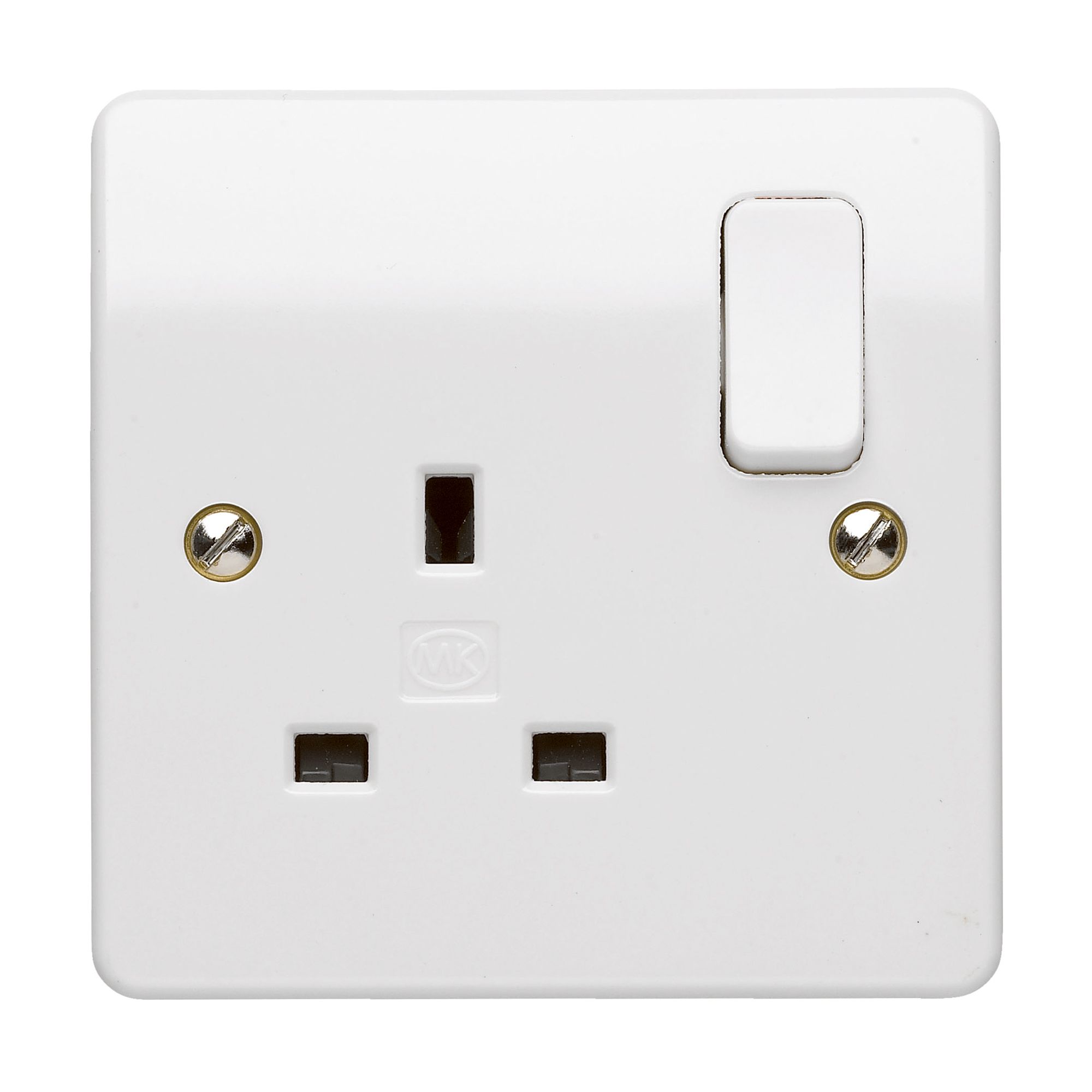 MK Single 13A 240V Gloss White Socket