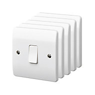 MK White 10A 2 way 1 gang Raised slim Light Switch, Pack of 5