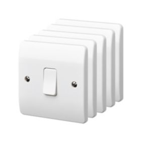 MK White 10A 2 way 1 gang Raised slim Light Switch, Pack of 5