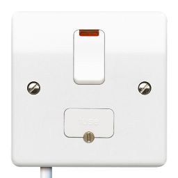 MK White 13A Raised slim profile Screwed Switched Neon indicator Fused connection unit