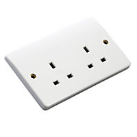 MK White 13A Unswitched socket