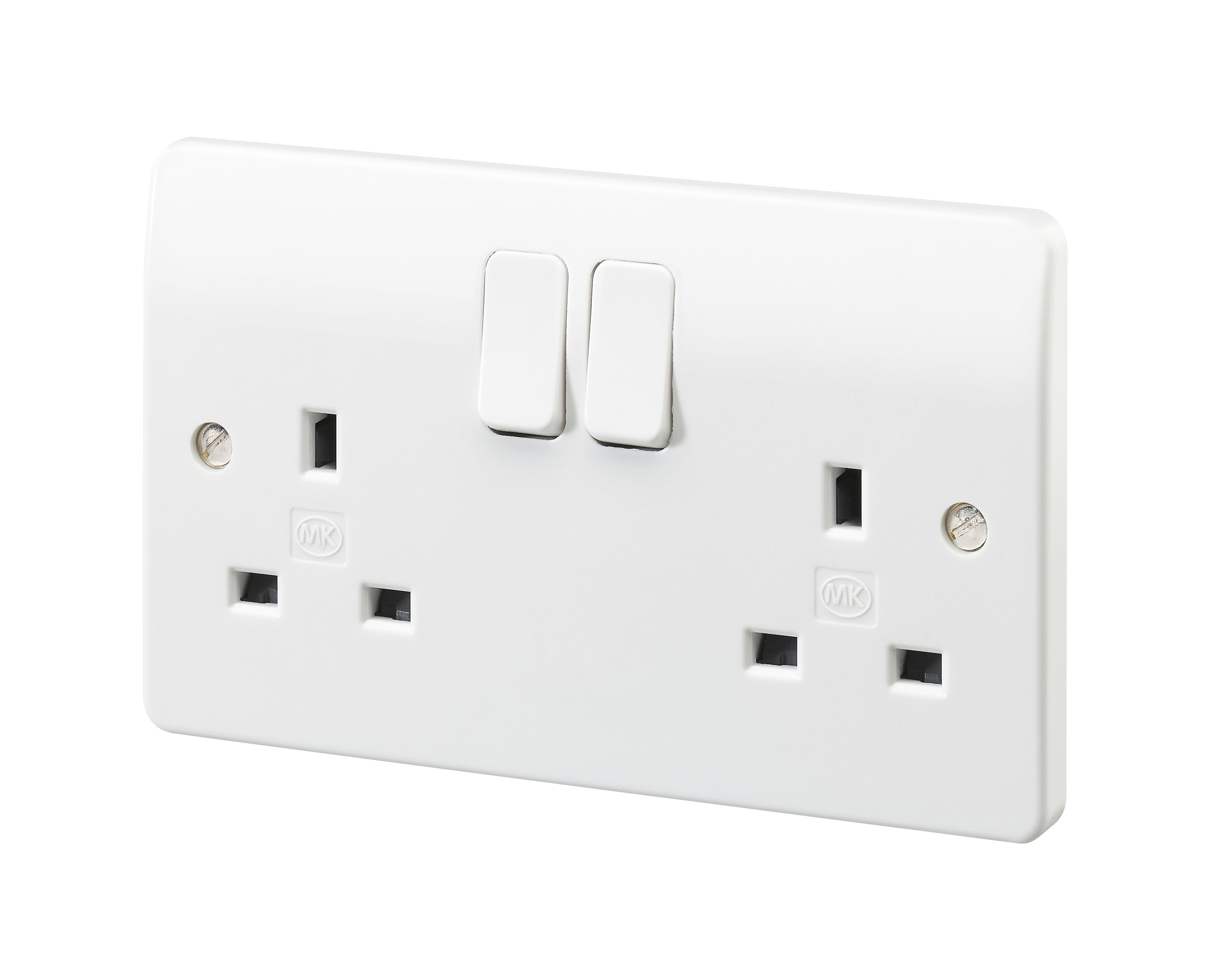 MK White Double 13A Rapid fix socket, Pack of 5