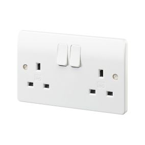 MK White Double 13A Rapid fix socket, Pack of 5