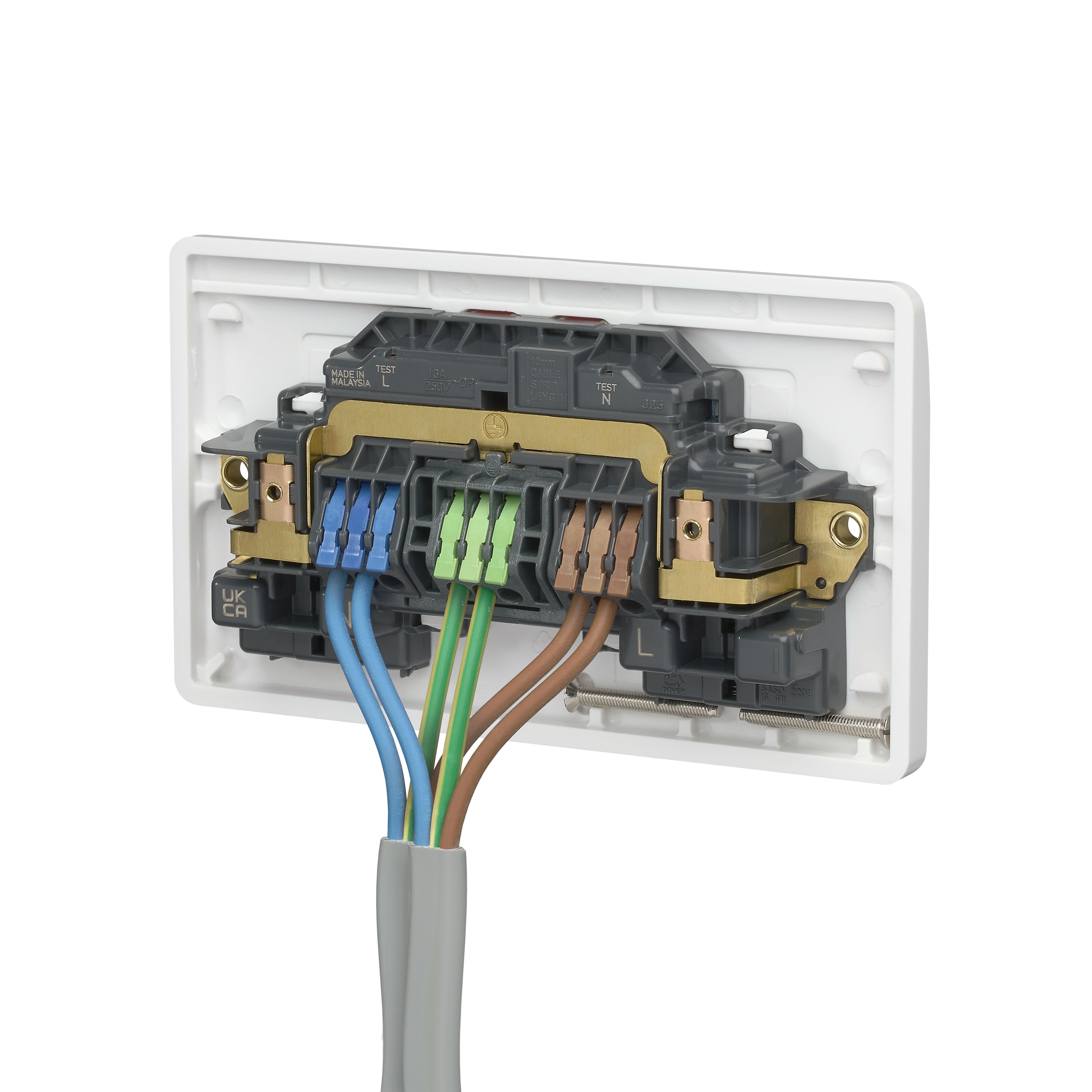 MK White Double 13A Switched Rapid fix socket - 3