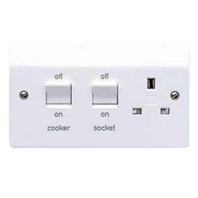 MK White Gloss White Cooker switch & socket