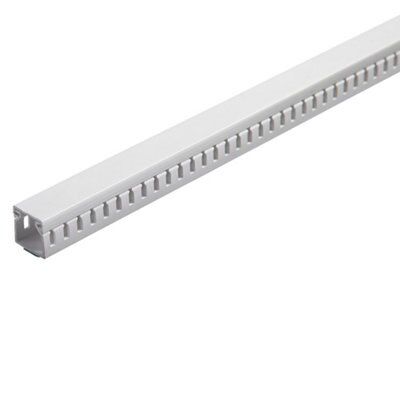 MK White Rectangular Slotted trunking,(W)25mm (L)2m (H)25mm