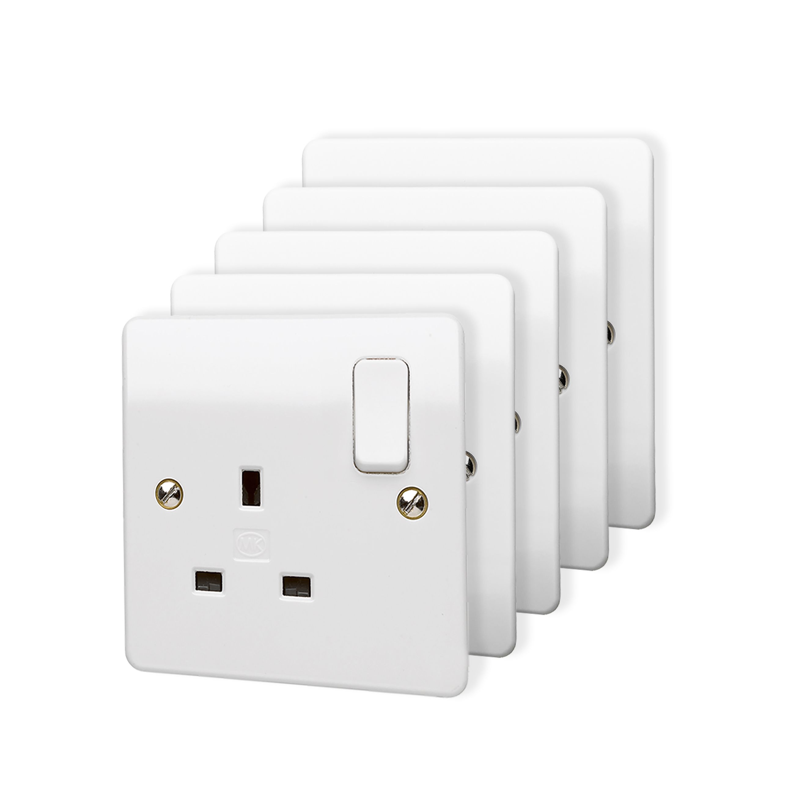 MK Base 13A 1-Gang Unswitched Socket White with White Inserts