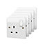 MK White Single 13A Switched Socket, Pack of 5