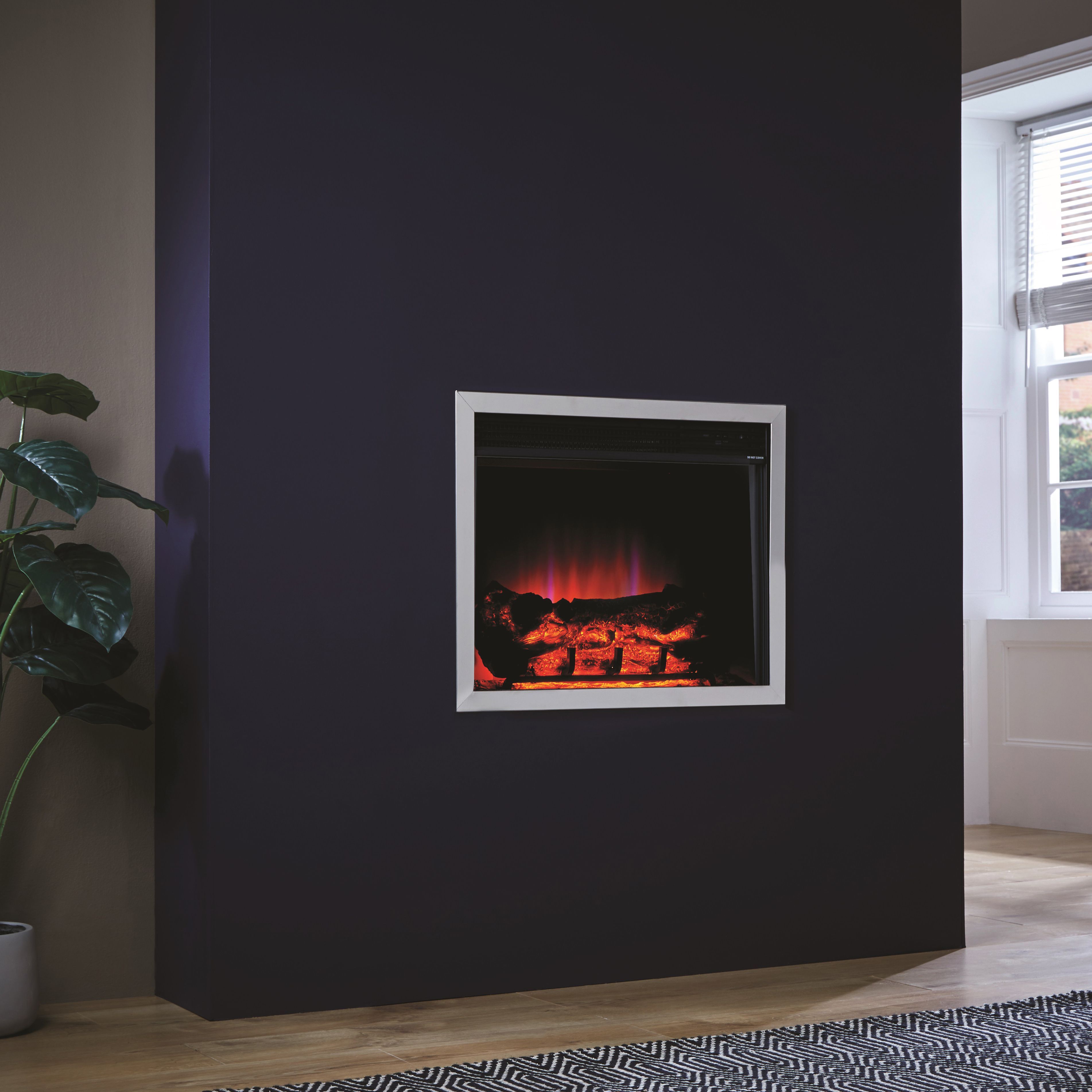 Modern 2kW Black Chrome effect Electric Fire