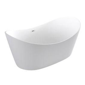 Modern Acrylic Oval White Freestanding 0 tap hole Bath (L)1700mm (W)800mm