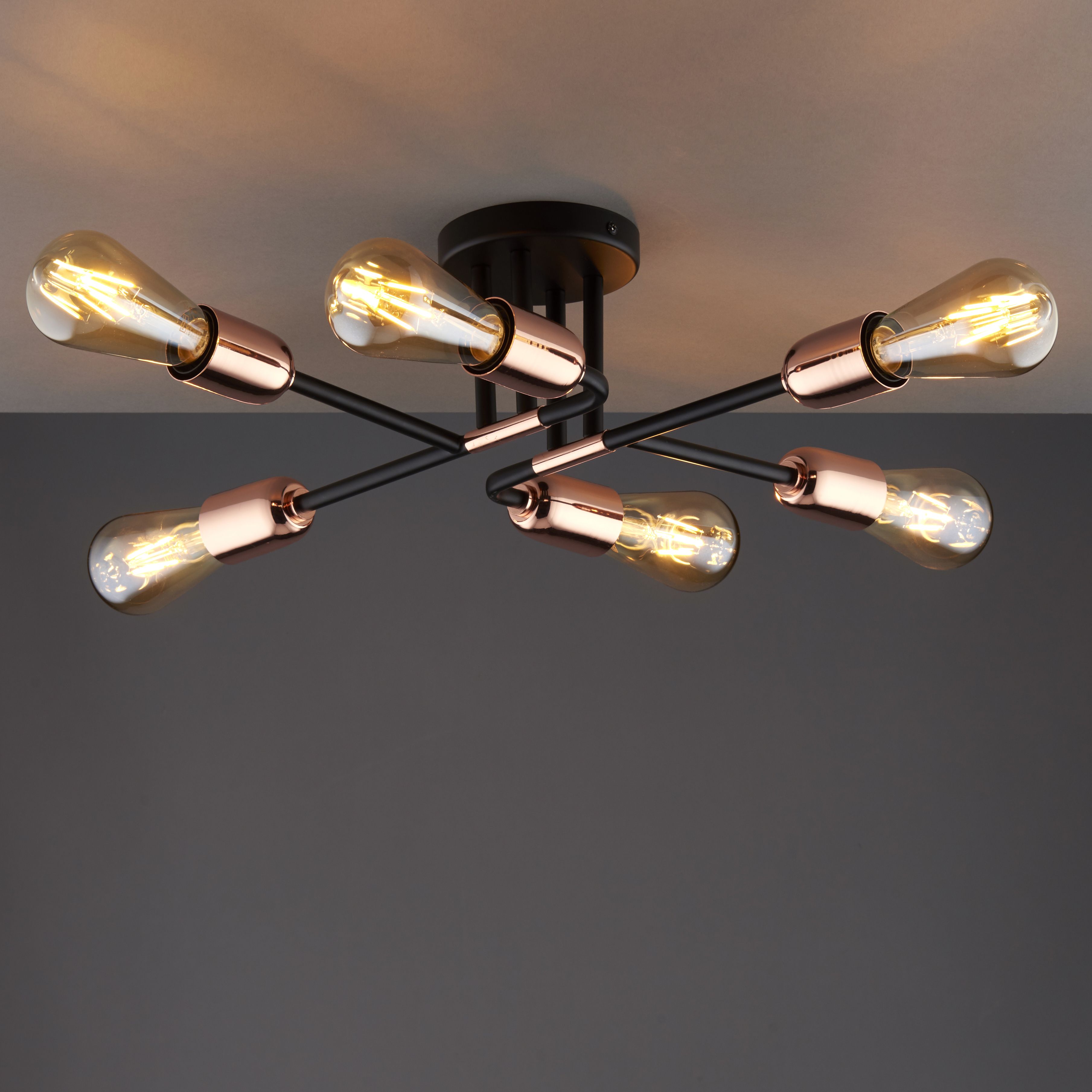 Modern Matt Copper effect 6 Lamp Ceiling light | DIY at B&amp;Q