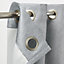 Moggo Grey Herringbone Blackout Eyelet Curtain (W)117cm (L)137cm, Single