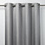 Moggo Grey Herringbone Blackout Eyelet Curtain (W)140cm (L)260cm, Single