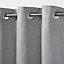 Moggo Grey Herringbone Blackout Eyelet Curtain (W)167cm (L)183cm, Single