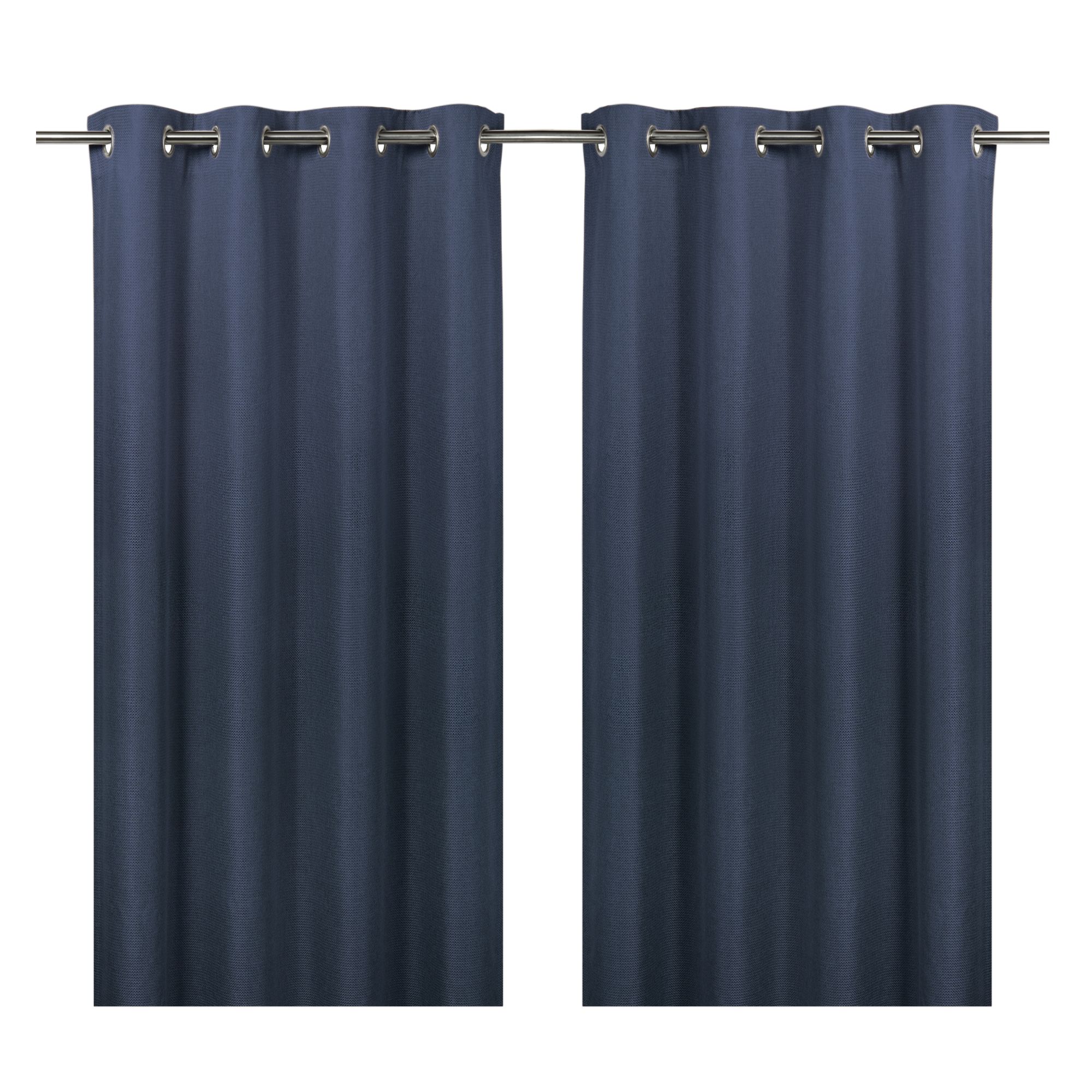 Moggo Navy Chevron Lined Eyelet Curtain (W)117cm (L)137cm, Pair