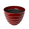 Momoka G Red Plastic Ribbed Round Plant pot (Dia)30cm