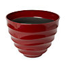 Momoka G Red Plastic Ribbed Round Plant pot (Dia)40cm