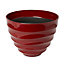 Momoka G Red Plastic Ribbed Round Plant pot (Dia)40cm