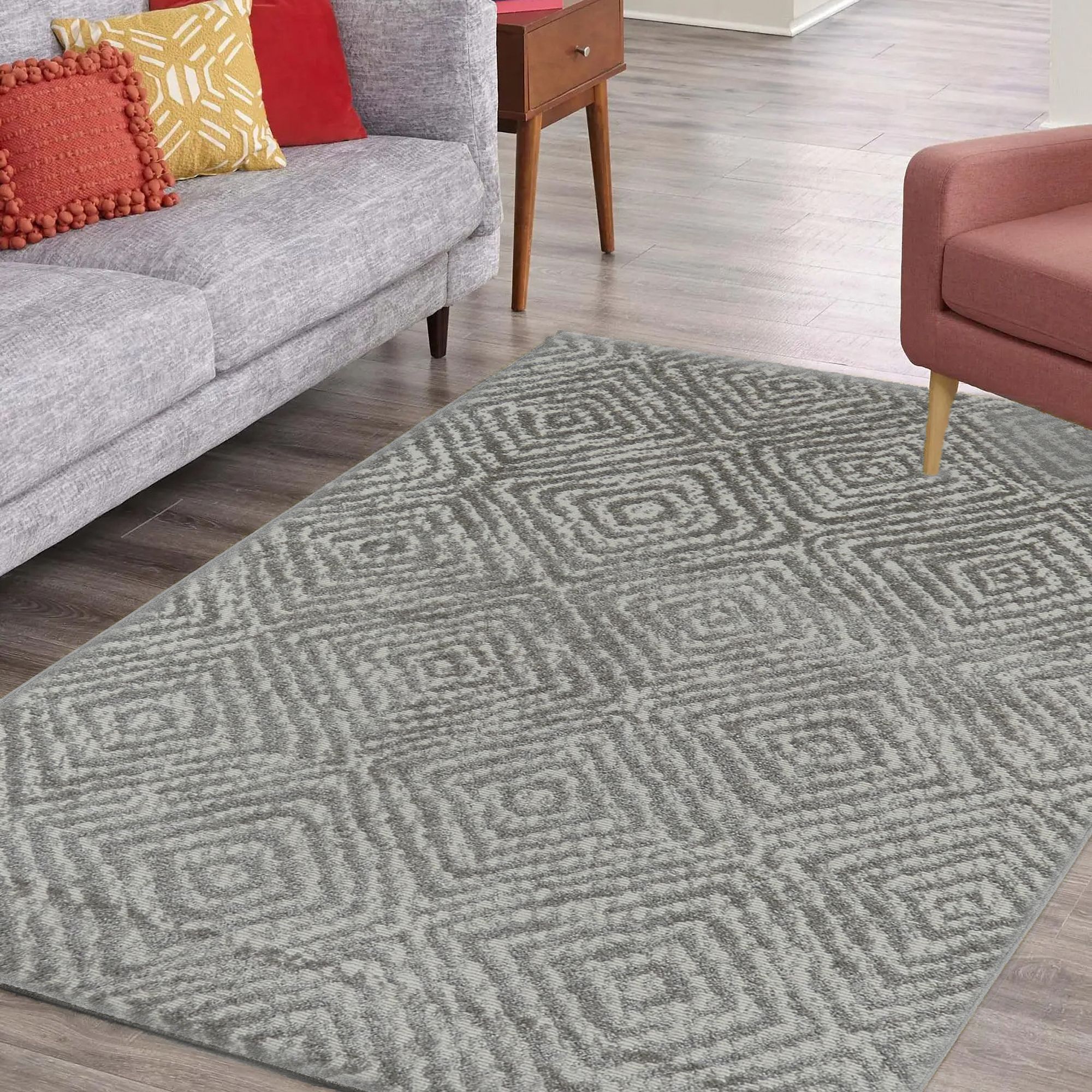 Monaco Beige Diamond Large Indoor & outdoor Rug, (L)235cm x (W)160cm