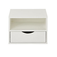 Monda Matt white 1 Drawer Bedside table (H)250mm (W)300mm (D)350mm