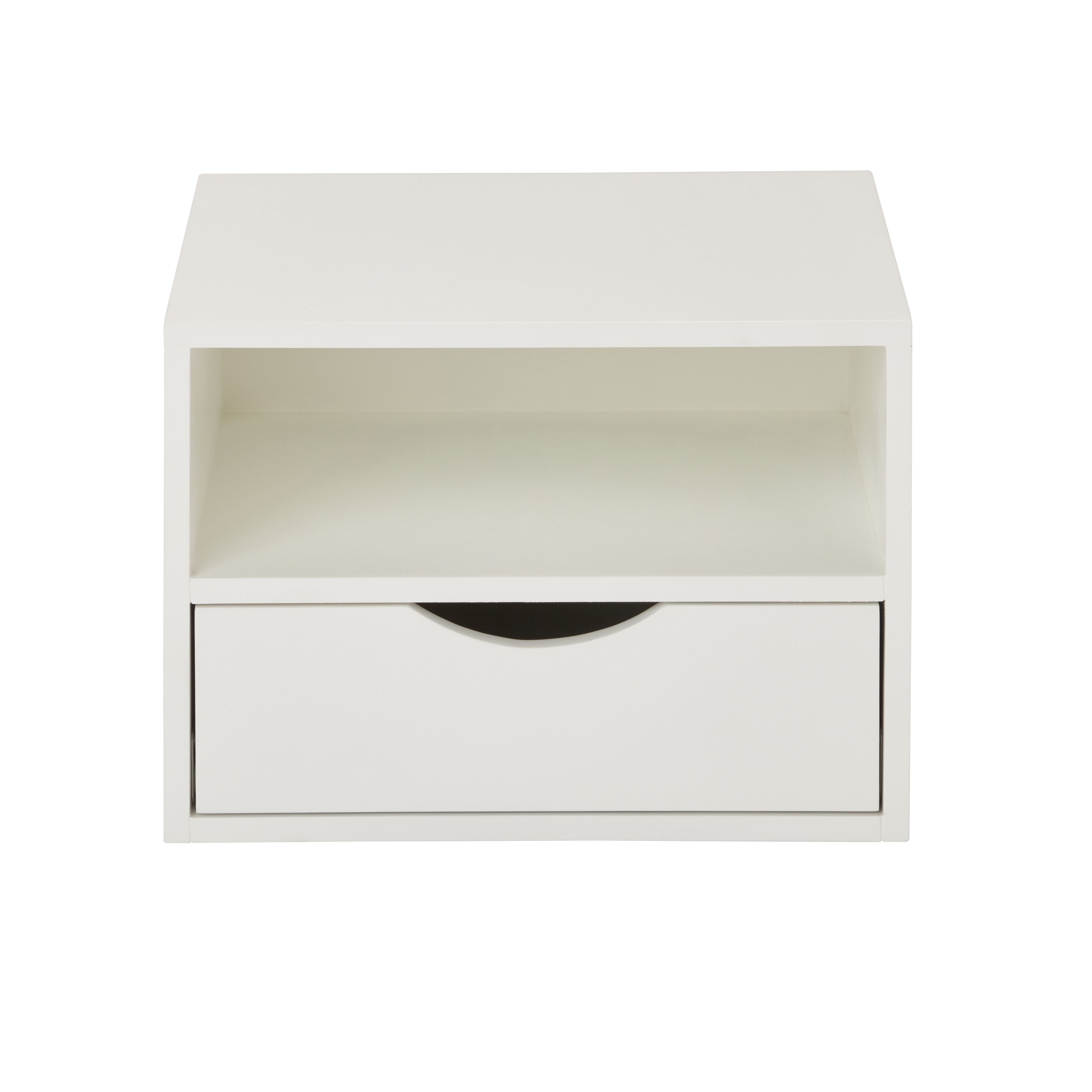 Monda Matt white MDF 1 Drawer Bedside table (H)250mm (W)300mm (D)350mm