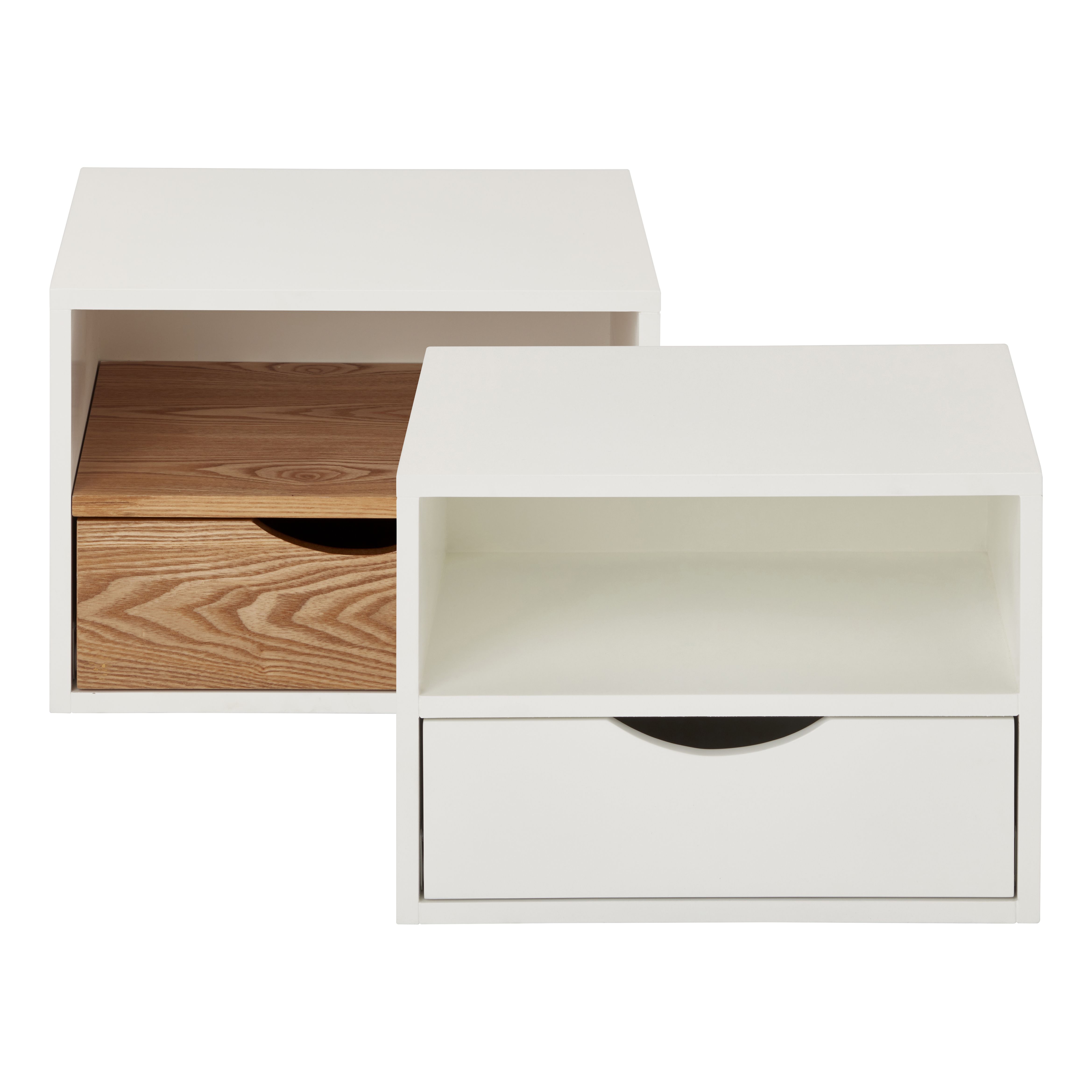 Monda Matt white MDF 1 Drawer Bedside table (H)250mm (W)300mm (D)350mm