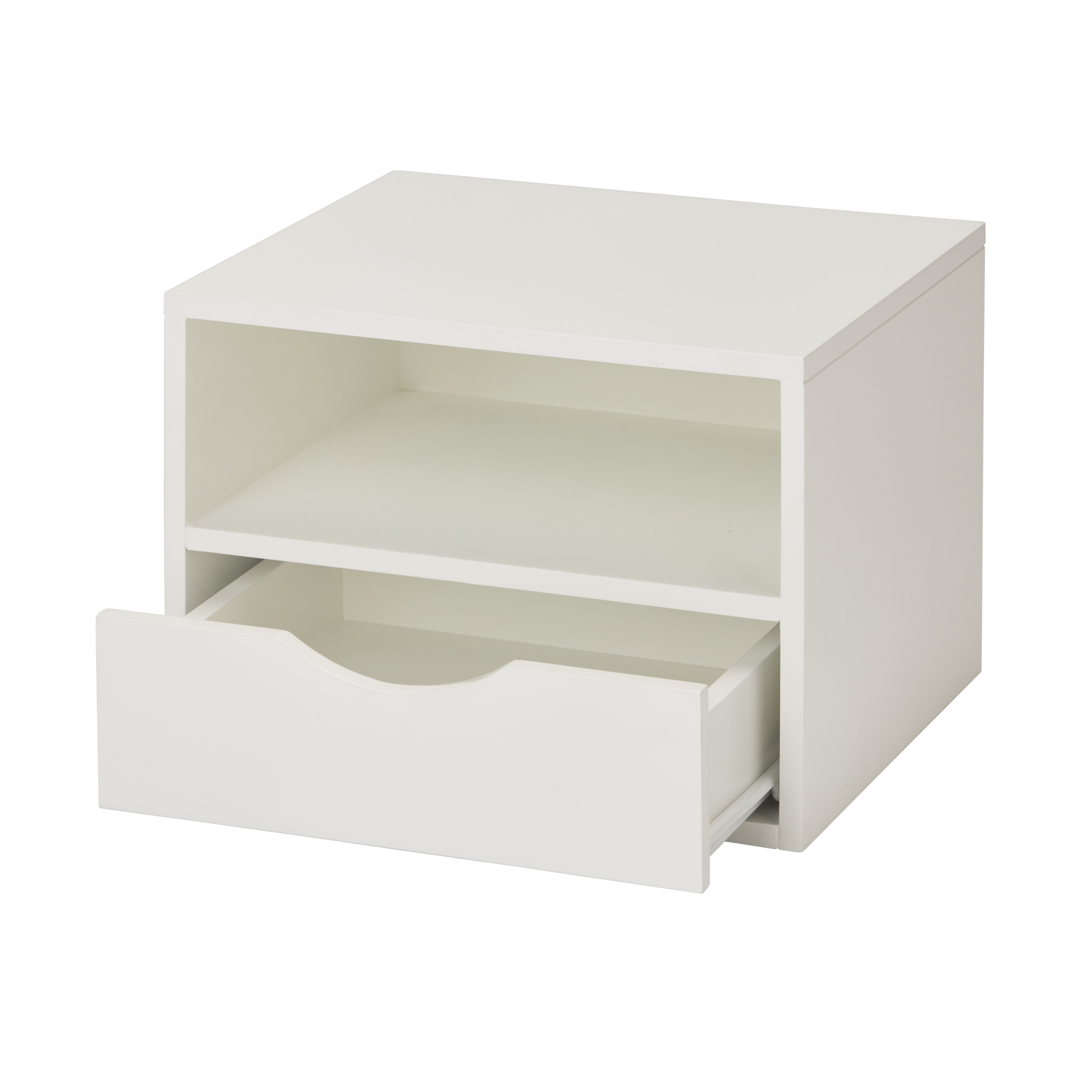 Monda Matt white MDF 1 Drawer Bedside table (H)250mm (W)300mm (D)350mm