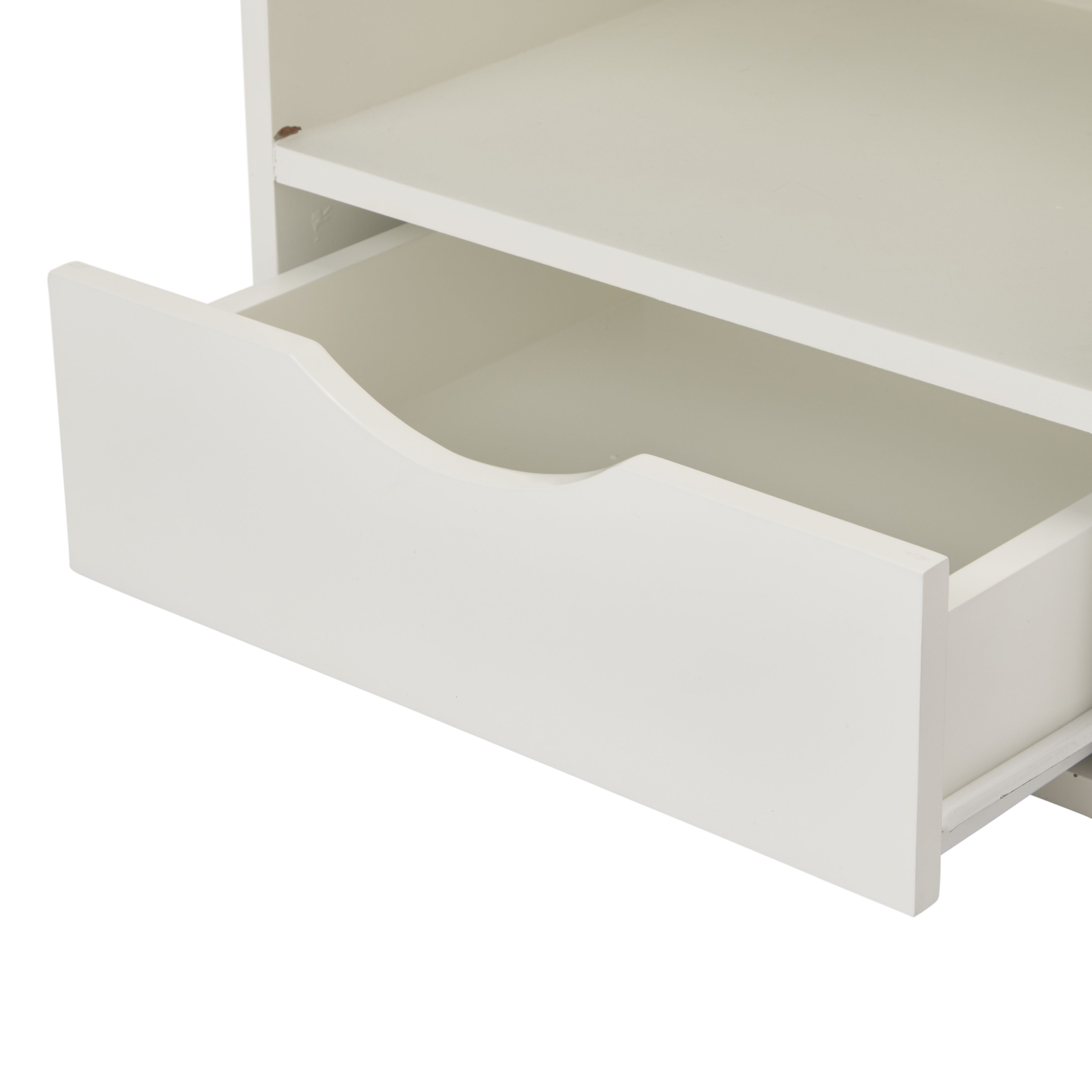 Monda Matt white MDF 1 Drawer Bedside table (H)250mm (W)300mm (D)350mm