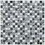 Mono Grey & white Gloss Crackle effect Glass 3x3 Mosaic tile, (L)300mm (W)300mm