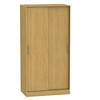 Montana Oak effect Single Sliding door wardrobe (H)1960mm (W)1100mm (D)500mm