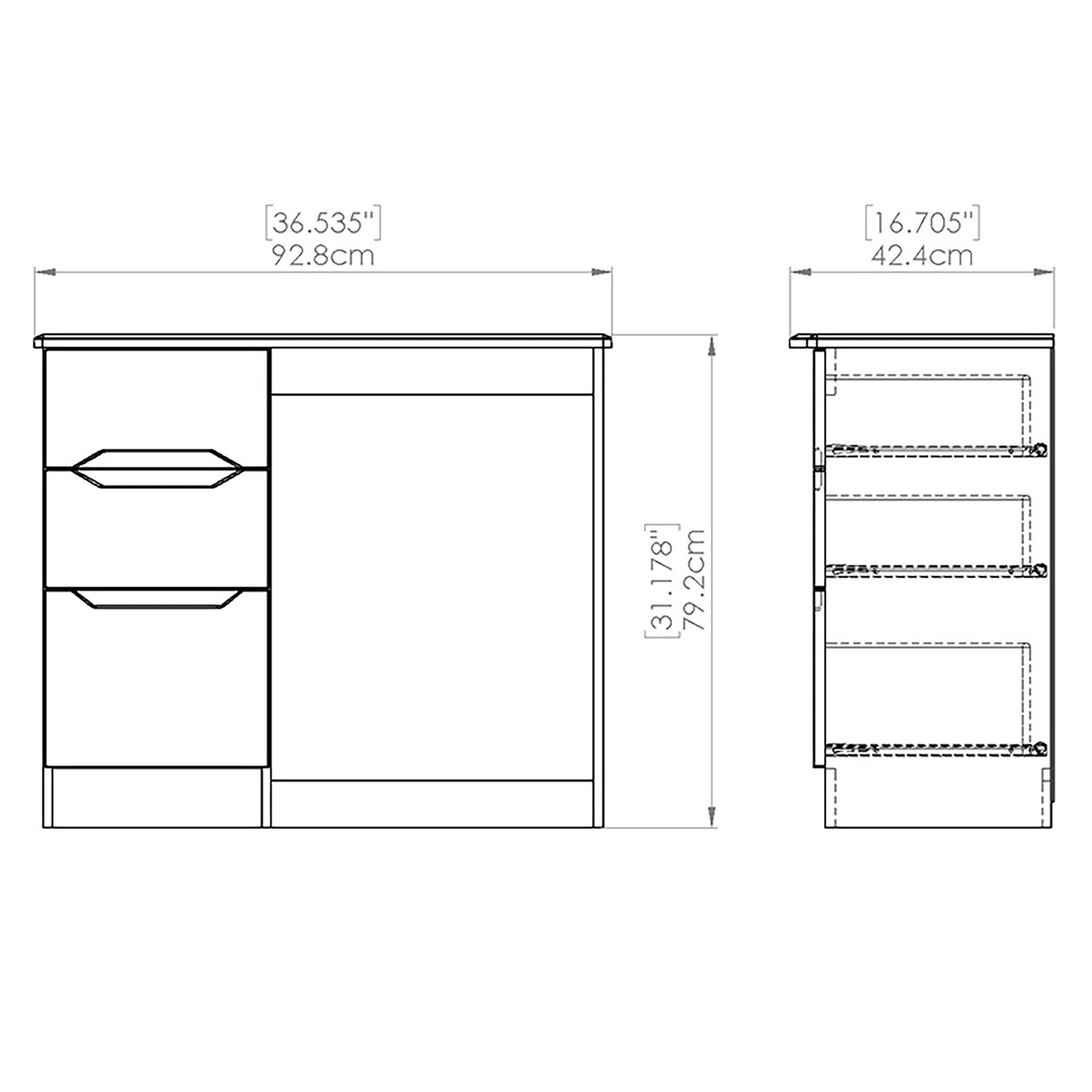 Monte carlo Cream oak effect 3 Drawer Ready assembled Dressing table (H)760mm (W)970mm (D)395mm