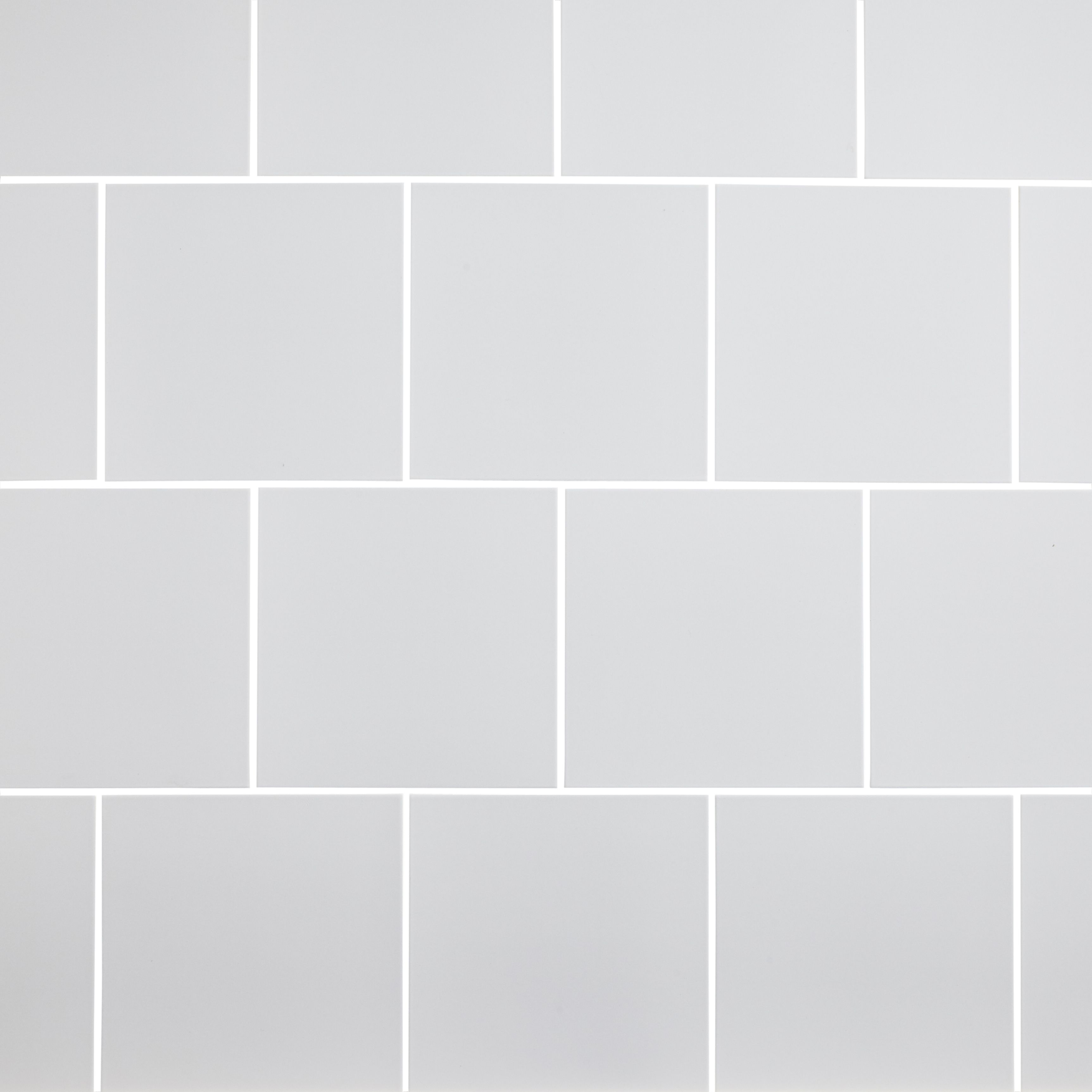 Monzie White Satin Stone effect Ceramic Indoor Wall & floor Tile, Pack of 13, (L)333mm (W)333mm
