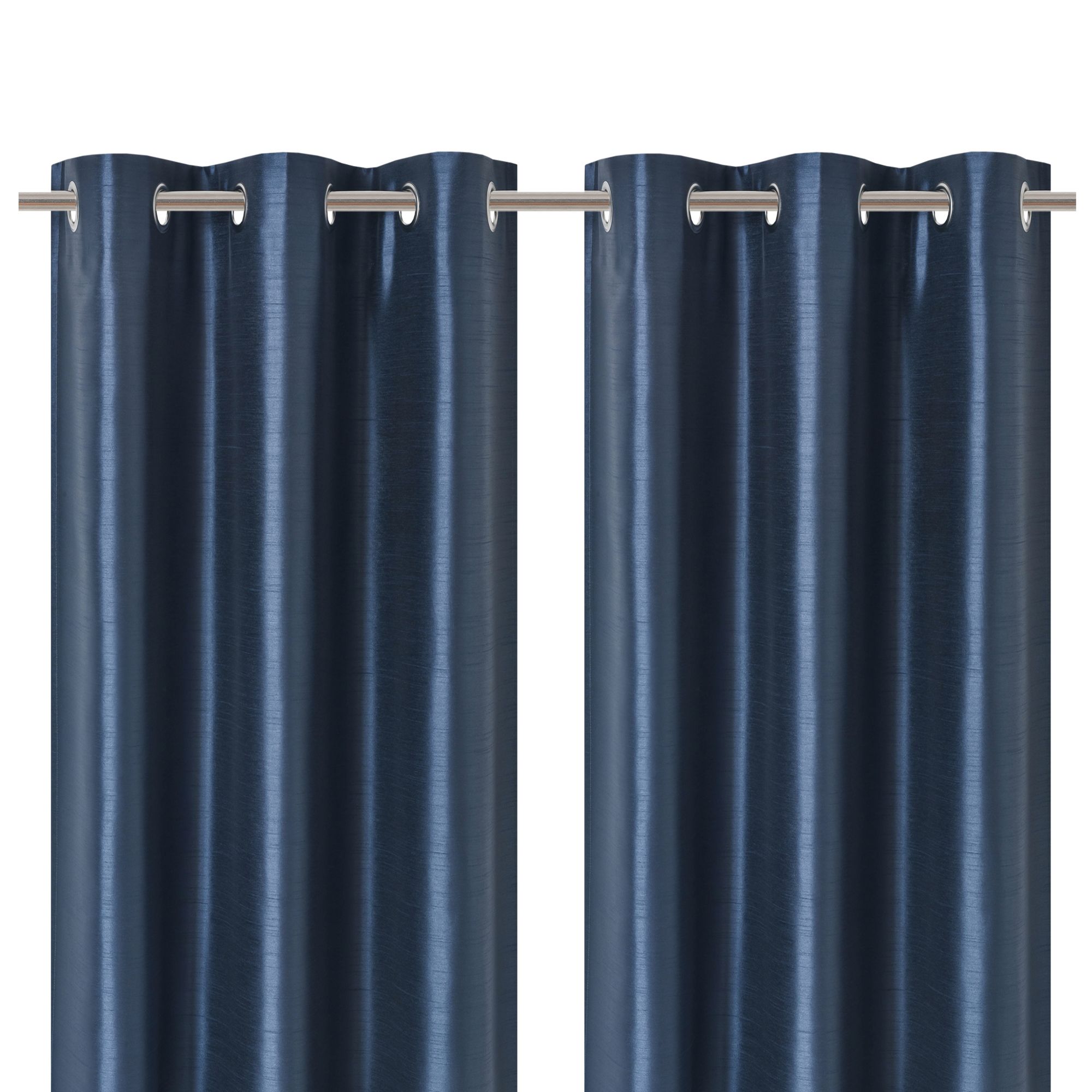 Morea Blue Plain woven Lined Eyelet Curtain (W)117cm (L)137cm, Pair