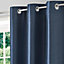 Morea Blue Plain woven Lined Eyelet Curtain (W)167cm (L)183cm, Pair