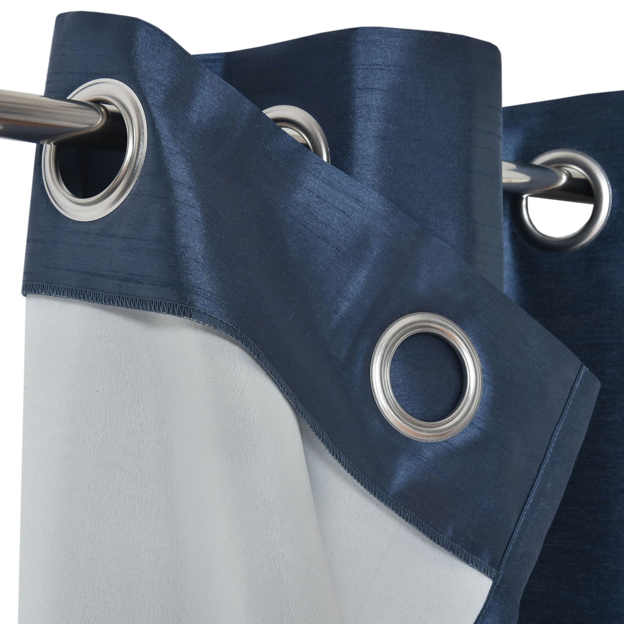 Morea Blue Plain woven Lined Eyelet Curtain (W)167cm (L)183cm, Pair