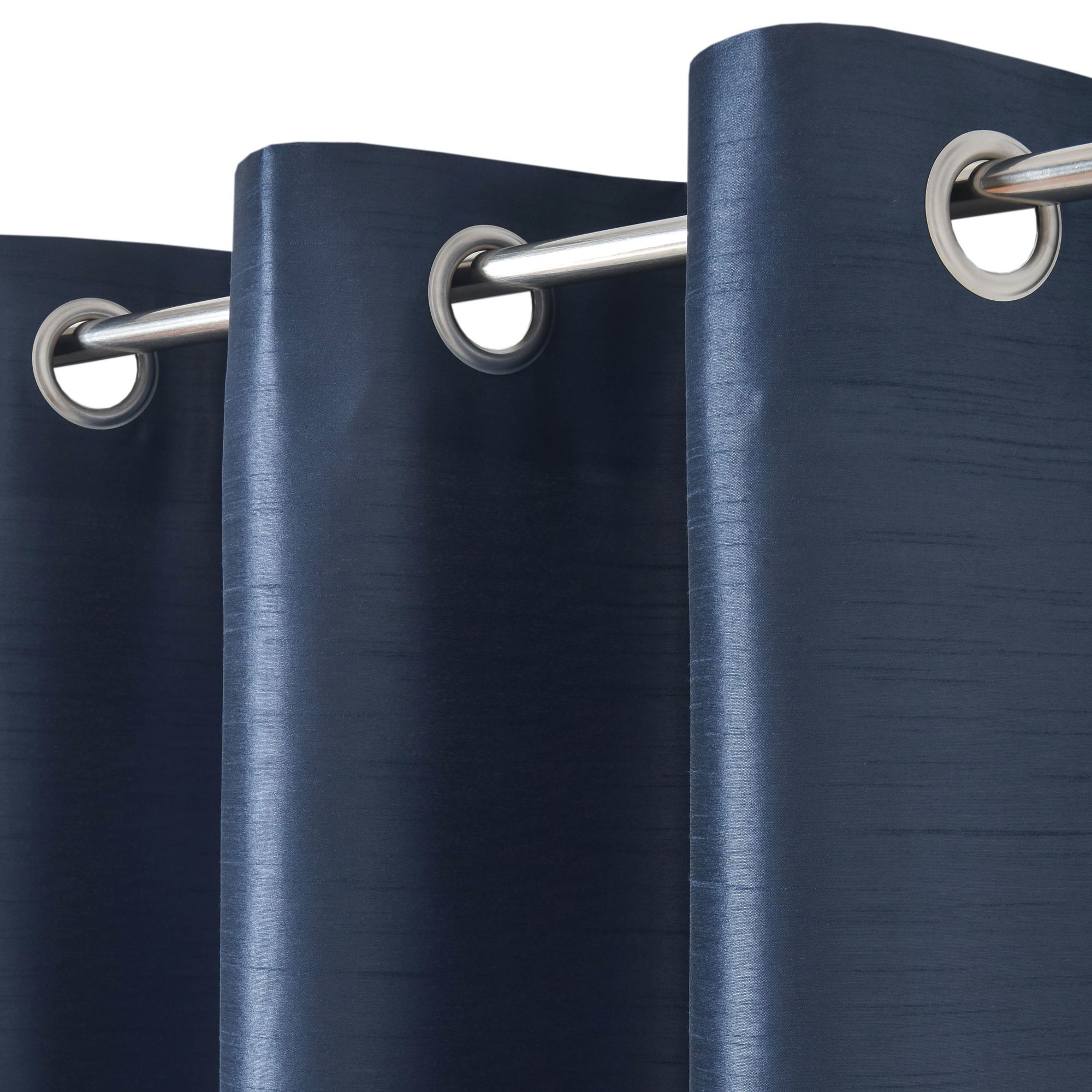 Morea Blue Plain woven Lined Eyelet Curtain (W)167cm (L)183cm, Pair