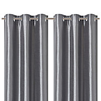 Morea Light grey Plain woven Lined Eyelet Curtain (W)228cm (L)228cm, Pair