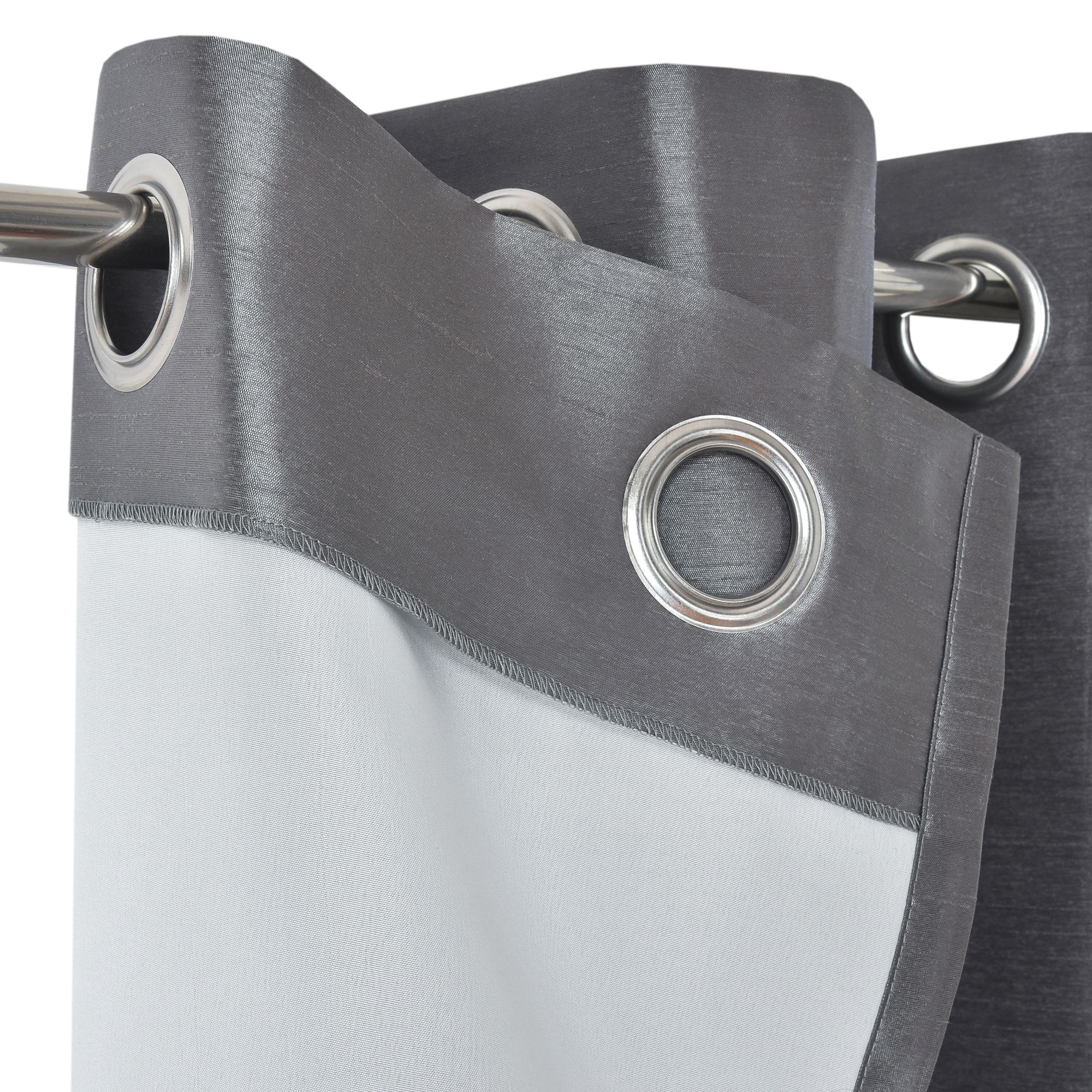 Morea Light grey Plain woven Lined Eyelet Curtain (W)228cm (L)228cm, Pair