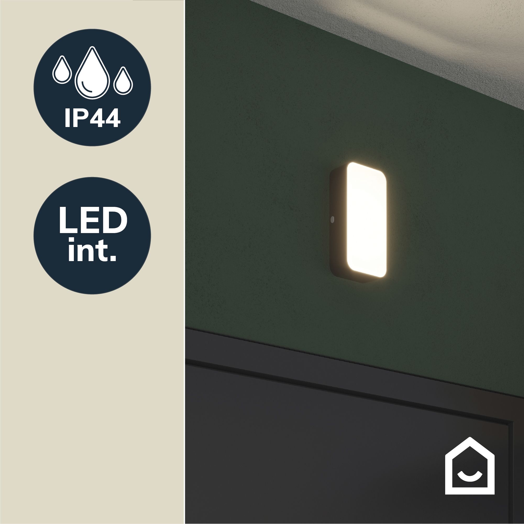 Morseby Matt Black Wired LED Bulkhead light