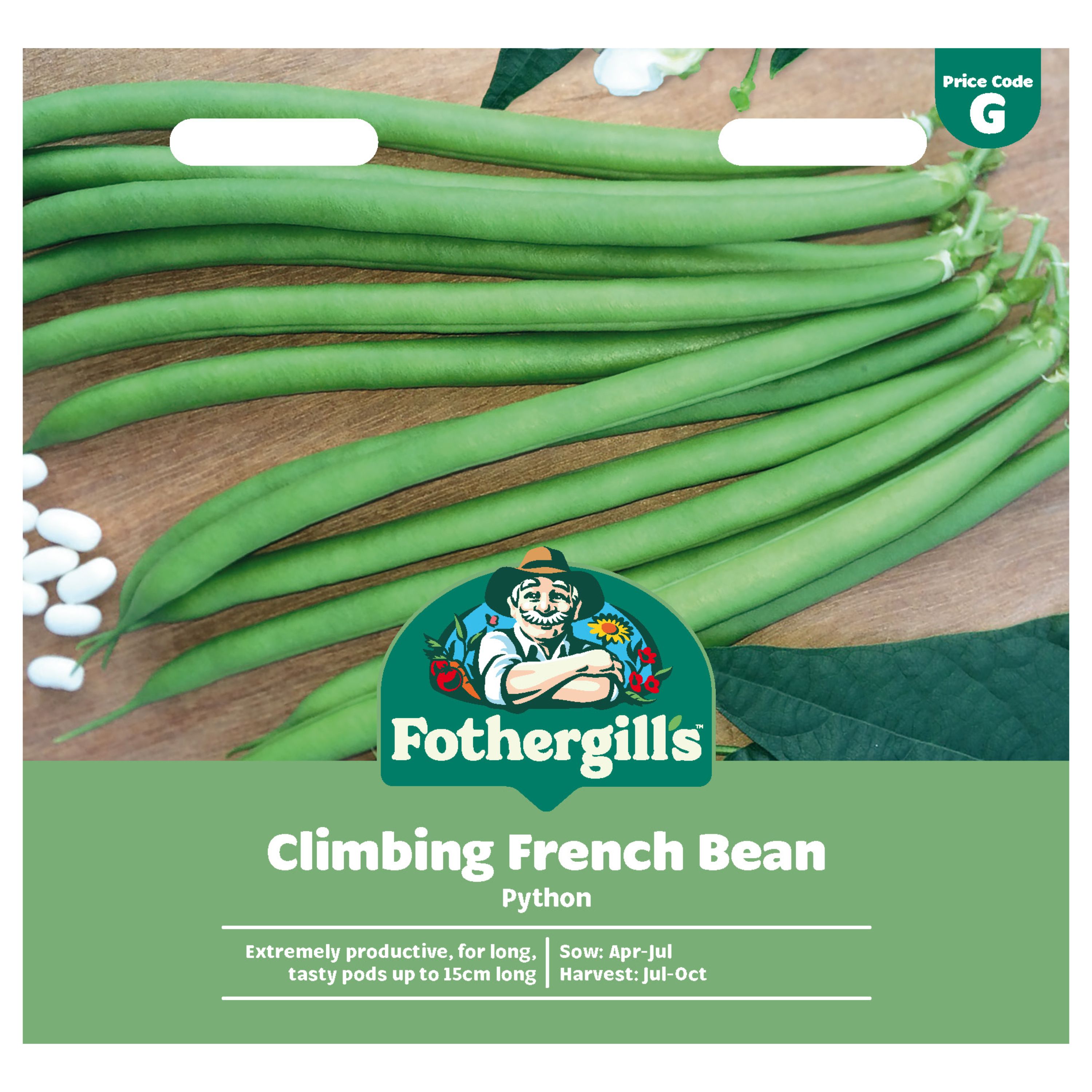 Mr Fothergills French bean 'Climbing Python' Vegetable Seeds